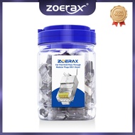 ZoeRax 50-Pack Shielded RJ45 Cat7 Cat6A Pass Through connectors - 3 Prong 8P8C 50U Gold Plated 2-Pie