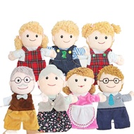 FRANCESCO Family Puppet Hand Doll Baby Talking Cartoon Kids Hand Puppet Father Mother Educational Playhouse Half Body Grandpa Grandma Puppet Plush Toy