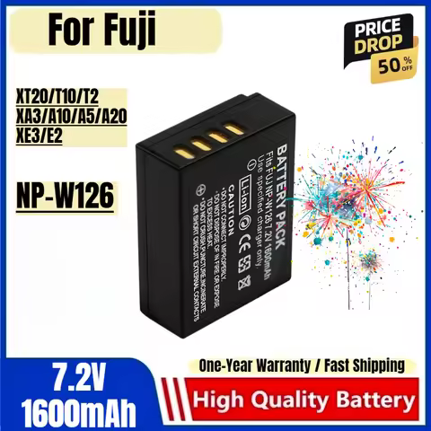 NP-W126 Battery 7.2V 1600mAh Rechargeable Batteries and Charger for Fuji XT20/T10/T2 XA3/A10/A5/A20 