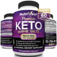 Nutrivein Keto Diet Pills 1600mg - 60 Capsules Advanced Ketogenic Diet Supplement - BHB Salts Exogen