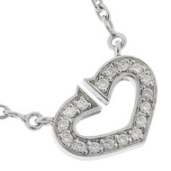 Pre-owned Cartier C Heart Necklace in 18K White Gold with Diamonds, Made in France, Approximately 5.