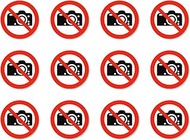 Photography Prohibited Signs: P029 - DIN EN ISO 7010 / ASR A1.3 - Sticker: Diameter 2.5 cm, Pack of 