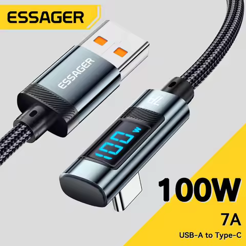 Essager 7A 100W USB C Cable Fast Charge Digital Display Elbow Type C Cable for Huawei Mate60 Pro Xia