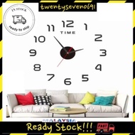 Home Deco Fashion 3D DIY Large Wall Clock / DIY Acrylic Wall Mirror Clock / Stiker Pelekat Jam Dindi