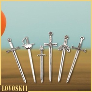 [Lovoski1] 6pcs Knight Sword Pendants Swords Miniature Long Sword for DIY Craft Necklace Jewelry Mak