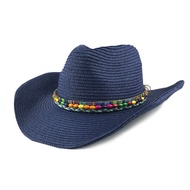 Summer Straw Hat  for Men Women Fedora Hat In Cowboy Style Fedora Hat with Colourful Beads