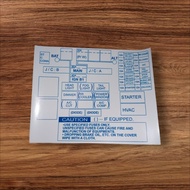 ☩ ✓ ◔ ☀ ♞,♘FUSE BOX DIAGRAM COVER STICKER for Isuzu Crosswind Sportivo