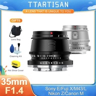 yuan6 TTArtisan 35mm F1.4 APS-C Manual Focus Camera Lens for SONY E FUJI XF Canon M Leica L Nikon Z Panasonic Olympus M4/3 Canon EOS R DSLRs Lenses