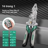 Kìm Cắt Dây Đa Chức Năng Có Thể Gập Lại Của Thợ Điện 16 Trong 1 Tước Dây Mũi Sắc Nét Thép Carbon Mũi