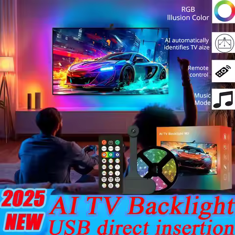 2025 New AI Ambient TV LED Backlight Sync to Screen For 40-85Inch Cam Real-Time Sync LED Light Strip