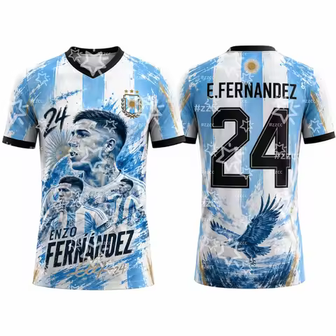 2026 Argentina Soccer Jersey #8 Enzo Fernandez Short Sleeve Breathable Football Shirt Men Women Kids