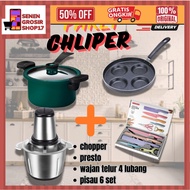 Sn CHOPPER PACKAGE (CHOPPER + 4 HOLE EGG PAN + PRESTO + STRAW KNIFE SET)