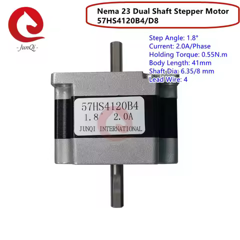 JUNQI 57HS4120B4 41mm 2A Dual Shaft 2-Axis Nema23 57BYG Stepper Motor 0.55N.m Feeding Machine Parts