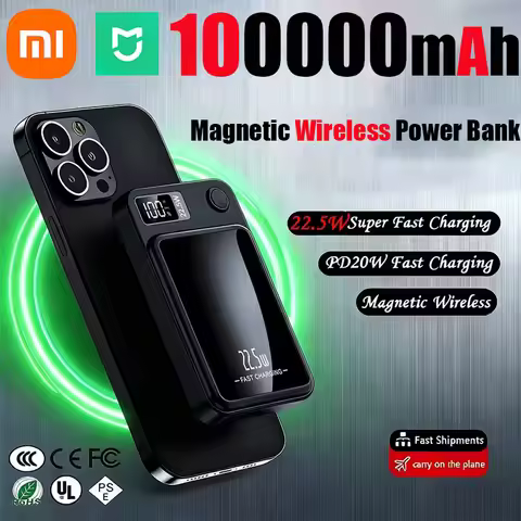 Xiaomi MIJIA 100000mAh Magnetic Power Bank Wireless Fast Charger for Magsafe Portable Auxiliary Batt