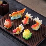 Lucky Color-changing Koi Golden Arowana Resin Tea Pet New Creative Tea Table Tea Toy Accessories Lit