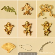 European Wall Decoration Hanging Photo Combination Pendant Ornaments Carving Angel Fan Bow Frame Dec
