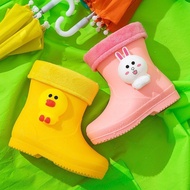AT/🪁Children's rain boots2-6Rain Shoes Boys and Girls Non-Slip Baby Shoe Cover Kids' Rain Boots Warm Four Seasons Rubber