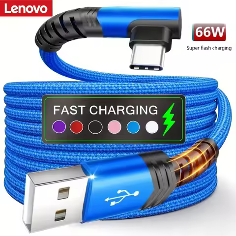 Lenovo 66W 3M Type-C Elbow Fast Charging Data Cable For Mobile Phone 3C Digital Tablet Charging Cabl