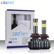 CarTnT หลอดไฟไฟหน้ารถมอเตอร์ไซค์แบบ LED รถยนต์6ด้าน1คู่ H4 H7 H8 H11 9005 HB3ไฟ HB4 9006ขนาด6000K 22