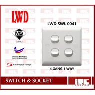 LWD 4 GANG 1 WAY FLUSH SWITCH / SWITCH SOCKET / WALL SWITCH