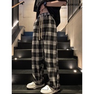 ACHSAWAKE Men's Loose Plaid Pants Retro Fashion Korean Casual Pants