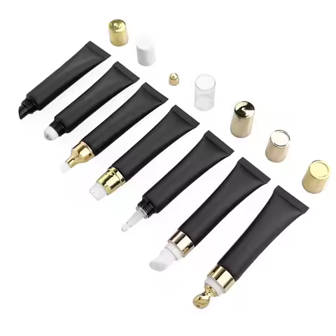 15/20ml Frosted Black Cosmetics Soft Hose Lipstick Tube Packaging Eye Cream Essence Lotion Roll Empt