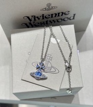 (有現貨！不用提問) 2026秋冬 Vivienne Westwood MILA Pendant 合金 土星 Logo 頸鍊 頸鏈 項鍊 項鏈 (保証正貨及全新) 女裝藍色 專櫃價1880