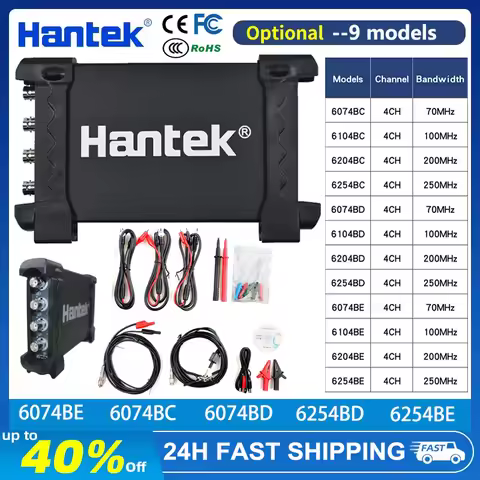 Hantek 6074BE 6074BC 6074BD 6254BD 6254BE HT201 Digital Storage Oscilloscopes PC USB Portable 4 Chan