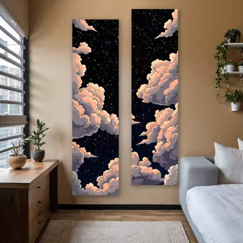 1Pc Starry Sky Canopy Printed Tapestry 59x15.7 Inches Premium Polyester Vertical Narrow Wall Hanging