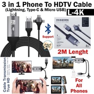 USB To HDMI 2K HDTV Cable 3 in 1 L-4K