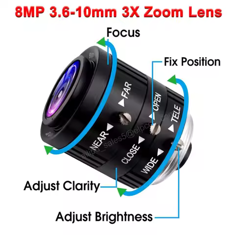 ELP 8MP 3.6-10mm C/CS Mount 3X Zoom Lens 2.8-12mm/5-50mm/6-60mm 4X 10X Zoom Varifocal CS Lens Option