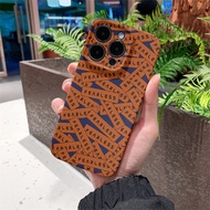 Ins Style High-Appearance Blue Background Orange Label Graffiti Couple Film Shell Fashion Shock-resistant Hard Shell Suitable for iPhone 15 14 13 12 11 pro max 7 8 plus xr x xs max 15pro 14 pro 13pro 15plus Protective Phone Case