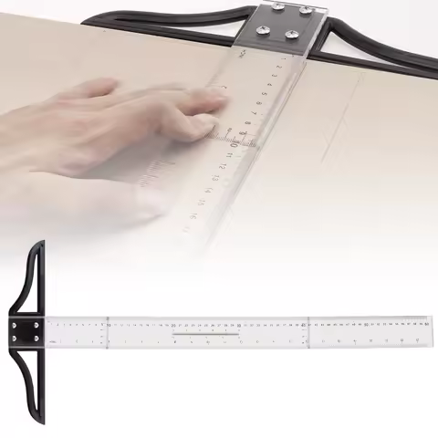 60cm 23.6 inch Acrylic T Square Ruler Carpenty Imperial Metric Scale Measuring Marking Scribing Rule