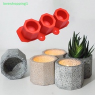 【LOV】 3 Cavity Silicone Pot Mold Clay Concrete Succulent Flower Cement Pot Cup Mould 【IG】