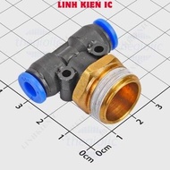 [2 Pieces]- PB6-04 Pneumatic Connector With T-Thread Pipe 6mm External Thread 20mm, 1/2inch Linhkien
