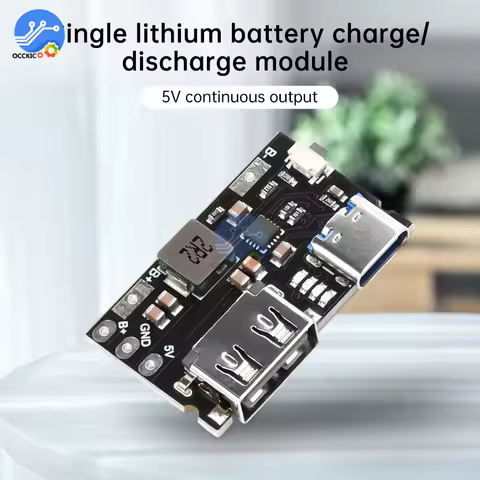 Single Lithium Battery Charger Board TYPE C + USB A 5V 2.4A Charger Discharger Module Supports Charg