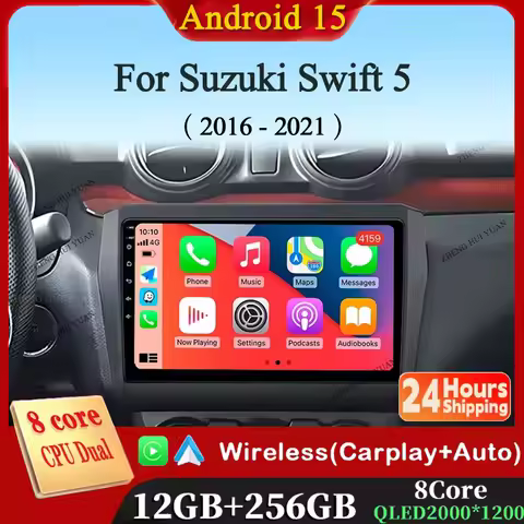 For Suzuki Swift 5 2016 - 2021 2K QLED Android 15 CarPlay Car Radio Multimedia Video Player GPS ster