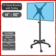 Portable Mobile TV Trolley Stand Rack Movable Adjustable LCD LED Monitor Bracket 14 - 50 inch 19/21/