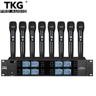TKG 640-690MHz TK-6008 8 channels professional handhold headset lapel cordless uhf microphone wireless system
