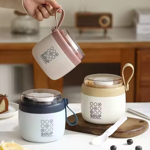 Portable Breakfast Cup Box Case Japanese Style Stainless Steel Food Soup Container Leakproof 700ml B