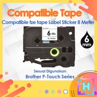 6mm Tze-111 211 611 compatible label tape Label Printer PT-H110 D210 D450 D600 P700 E110VP E300VP P3