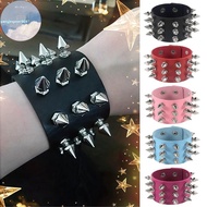 YANGWEN PU Leather Studded Bracelet Punk Spike Rivets Cuff Wristband Retro Ro Rivet Wristband Wrap A