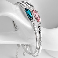 ouTang Pure Women's Korean Fashion Austrian Crystal Silver Bracelet Couple Jewelry Fashion Bangle Bracelets