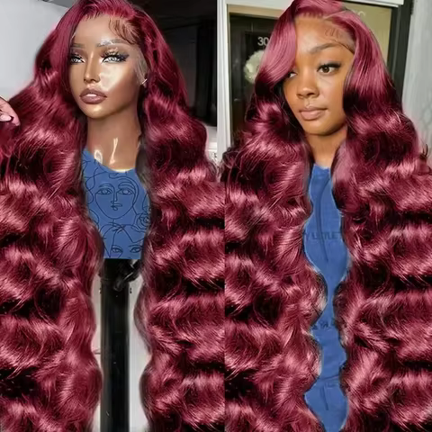 Body Wave Wig Burgundy 99J Lace Front Wig 13x4 13x6 HD Lace Frontal Wig Human Hair Pre Plucked 99j R