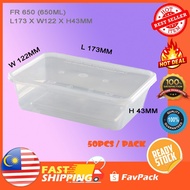 A 650 Plastic Disposable Rectangular Container 650ml (50pcs+/-)