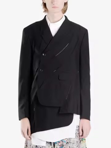 TOP-YAMAMOTO Autumn/Winter Irregular Frayed Deconstructed Multi-Layer Distressed YOHJI Suit Jacket f