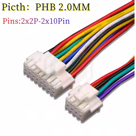 PHB2.0 Double Row Lock Wire Cable Connector 2x2P/3P/4P/5P/6P/7P/8Pin Female Plug Socket 10/20/30CM L