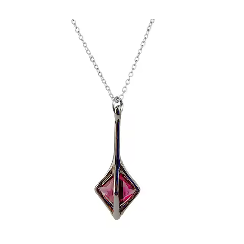 Game Valorant Reyna Necklace Exquisite Geometry Pink Crystal Pendant Necklace Gamer Cosplay Accessor