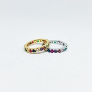 แหวนเฟือง unisex ล้อมพลอยสี ชุบทองไมครอน และทองคำขาว ราคาพิเศษ