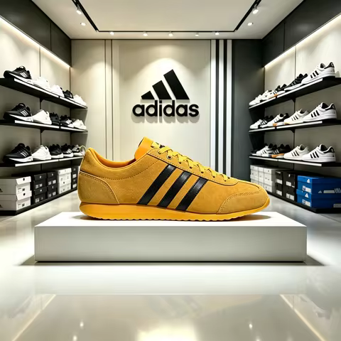 Adidas VS JOG 2.0 Comfortable and Simple Low-Top Lifestyle Sneakers Unisex Yellow JS1122